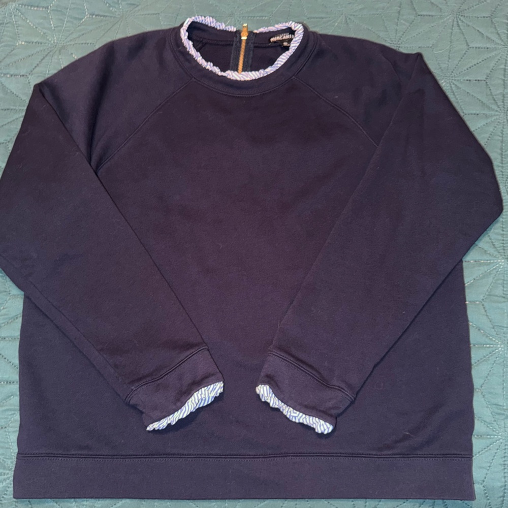 J.Crew Mercantile Women’s Navy Crewneck XL Seersucker Details, J Crew